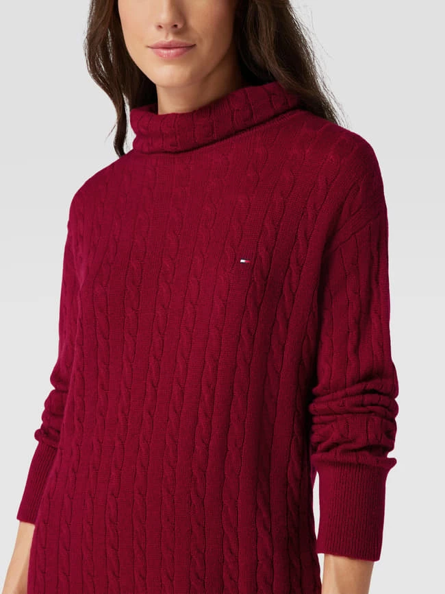Tommy Hilfiger Strickkleid Mit Zopfmuster Modell 'CABLE' - Bordeaux Rot 3 Tommy Hilfiger Strickkleid Mit Zopfmuster Modell 'CABLE' - Bordeaux Rot – Bild 3