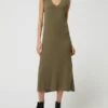 ICHI Strickkleid Mit V-Ausschnitt Modell 'Acunari' - Olivgrün