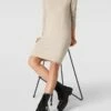 Christian Berg Woman Knielanges Strickkleid Mit Geripptem Rundhalsausschnitt - Beige Meliert