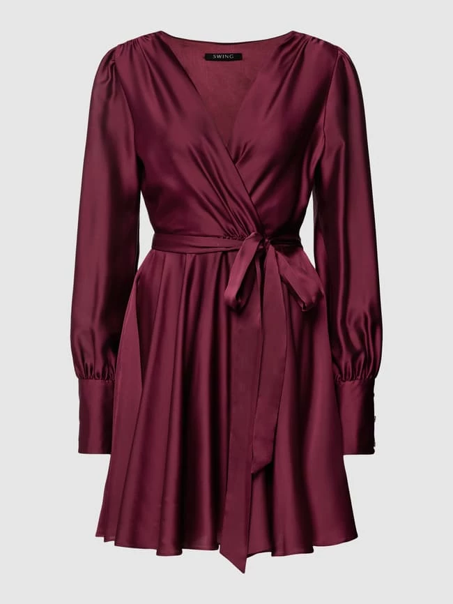 Swing Minikleid Mit Taillenband - Bordeaux Rot 2 Swing Minikleid Mit Taillenband - Bordeaux Rot – Bild 2