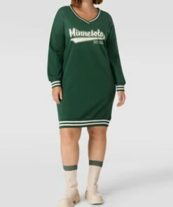 ONLY CARMAKOMA PLUS SIZE Sweatkleid Mit Kontraststreifen Modell 'CARNIANA' - Dunkelgrün