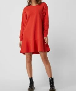 Edc By Esprit Sweatkleid Mit Volantsaum - Hellrot