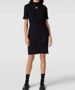 HUGO Sweatkleid In Ripp-Optik Modell 'Narcissa' - Schwarz