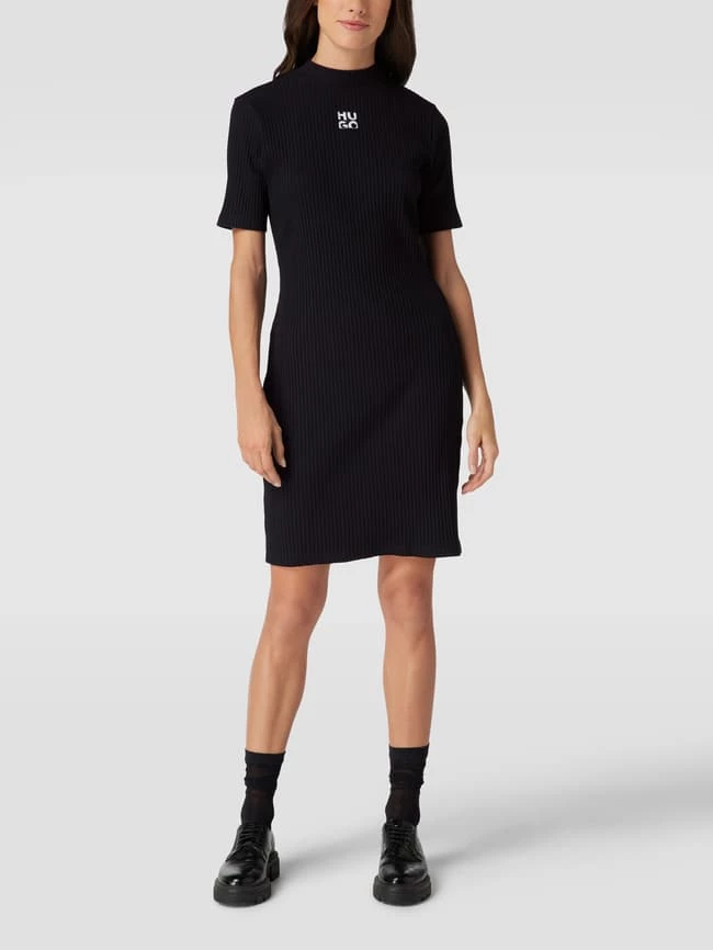 HUGO Sweatkleid In Ripp-Optik Modell 'Narcissa' - Schwarz 1 HUGO Sweatkleid In Ripp-Optik Modell 'Narcissa' - Schwarz