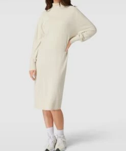 Marc O'Polo Midikleid Mit Schurwoll-Anteil In Melierter Optik - Offwhite Meliert