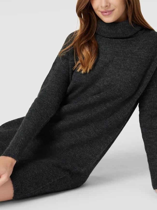 Only Strickkleid Mit Rollkragen Modell 'JANA' - Anthrazit Meliert 3 Only Strickkleid Mit Rollkragen Modell 'JANA' - Anthrazit Meliert – Bild 3