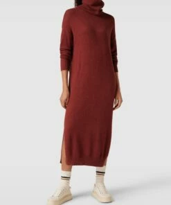 Vila Strickkleid Mit Rollkragen Modell 'Viril' - Rostrot