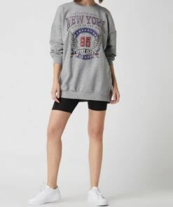 Only Sweatkleid Mit Print Modell 'Steph' - Hellgrau Meliert