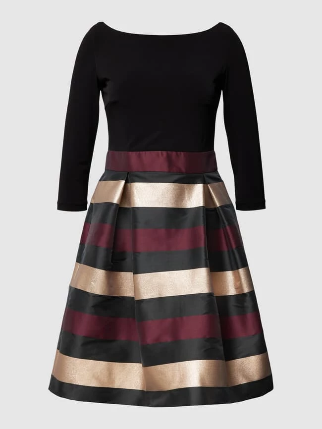 Swing Cocktailkleid Mit Streifenmuster - Bordeaux Rot 2 Swing Cocktailkleid Mit Streifenmuster - Bordeaux Rot – Bild 2