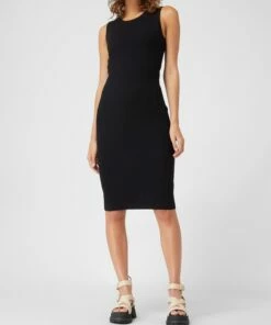 DKNY Jeans Strickkleid Mit Rippenstruktur Modell 'Orj' - Schwarz