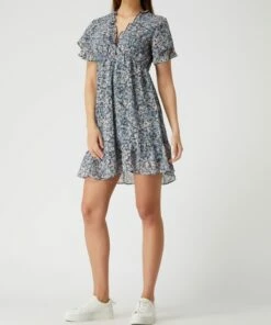 Apricot Kleid Mit Volantärmeln - Helltürkis