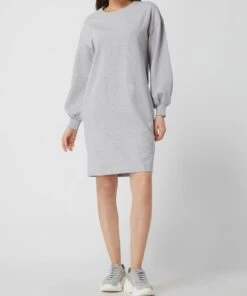 BETTY & CO WHITE Sweatkleid Mit überschnittenen Schultern - Hellgrau Meliert