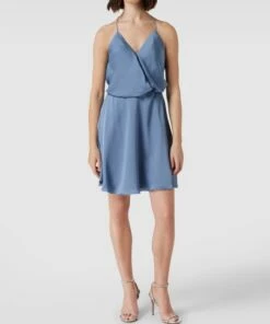 Unique Cocktailkleid In Wickel-Optik - Bleu