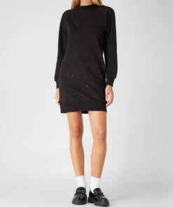 Karl Lagerfeld Sweatkleid Mit Logo Aus Strassteinen - Schwarz