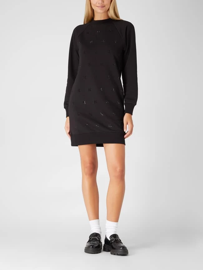 Karl Lagerfeld Sweatkleid Mit Logo Aus Strassteinen - Schwarz 1 Karl Lagerfeld Sweatkleid Mit Logo Aus Strassteinen - Schwarz