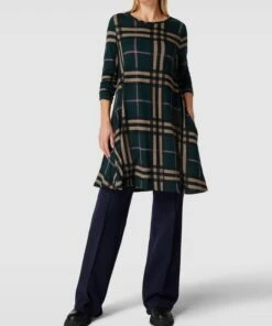 Apricot Strickkleid Mit Glencheck-Muster In Minilänge - Khaki