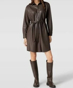 Jake*s Collection Minikleid In Leder-Optik - Taupe