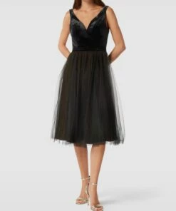 Unique Cocktailkleid Mit Herz-Ausschnitt - Schwarz