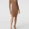 Guess Knielanges Strickkleid In Wickel-Optik Modell 'ALEXANDRA' - Taupe