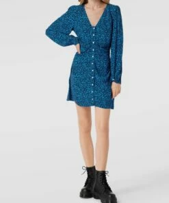 Tommy Jeans Minikleid Mit Allover-Muster Modell 'Ruche' - Royalblau