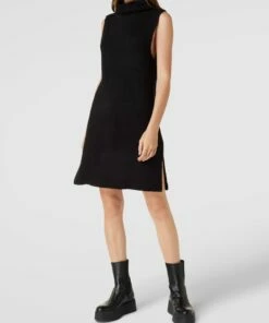 Pieces Strickkleid Mit Rollkragen Modell 'ELLEN' - Schwarz