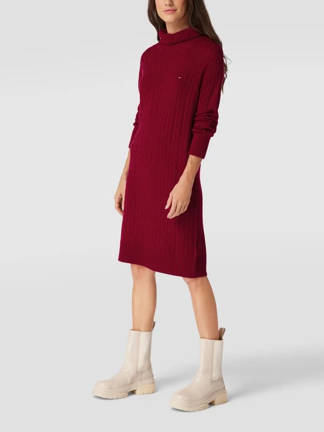 Tommy Hilfiger Strickkleid Mit Zopfmuster Modell 'CABLE' - Bordeaux Rot 4 Tommy Hilfiger Strickkleid Mit Zopfmuster Modell 'CABLE' - Bordeaux Rot – Bild 4