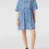Jake*s Casual Minikleid Aus Baumwolle Mit Floralem Allover-Muster - Royalblau