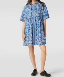 Jake*s Casual Minikleid Aus Baumwolle Mit Floralem Allover-Muster - Royalblau