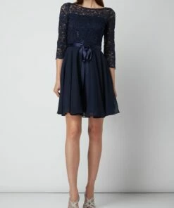 Swing Cocktailkleid Aus Häkelspitze Modell 'STAMM' - Marineblau