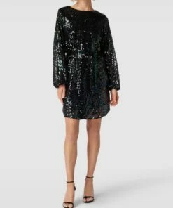 Apricot Minikleid Mit Paillettenbesatz - Schwarz