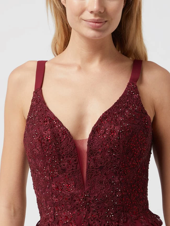 Luxuar Cocktailkleid Mit Herz-Ausschnitt - Dunkelrot 3 Luxuar Cocktailkleid Mit Herz-Ausschnitt - Dunkelrot – Bild 3