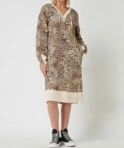 Yippie Hippie Sweatkleid Mit Leopardenmuster - Hellbraun