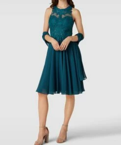 Mascara Cocktailkleid Mit Zierbesatz - Petrol