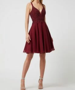 Luxuar Cocktailkleid Mit Herz-Ausschnitt - Dunkelrot