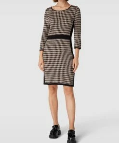 Montego Strickkleid Mit Hahnentrittmuster - Schwarz
