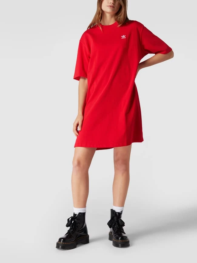 Adidas Originals Kurzärmeliges Sweatkleid Mit Label-Details - Rot 1 Adidas Originals Kurzärmeliges Sweatkleid Mit Label-Details - Rot
