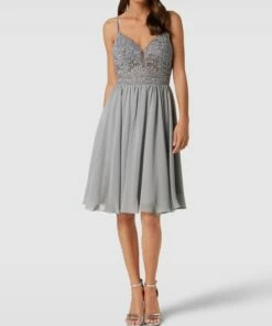 Luxuar Cocktailkleid Mit Zierbesatz - Silber