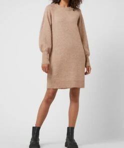 Selected Femme Strickkleid Aus Schurwollmischung Modell 'Lulu' - Camel Meliert