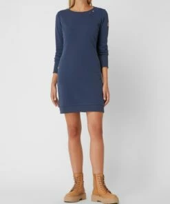 Ragwear Sweatkleid Mit Zierknöpfen Modell 'Menita' - Marineblau