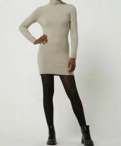 REVIEW Strickkleid Mit Rollkragen - Stein Meliert