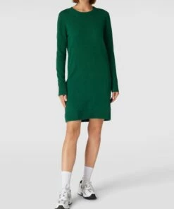 Christian Berg Woman Knielanges Strickkleid Mit Geripptem Rundhalsausschnitt - Dunkelgrün