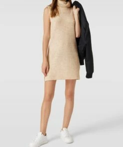 Pieces Strickkleid Mit Rollkragen Modell 'ELLEN' - Beige