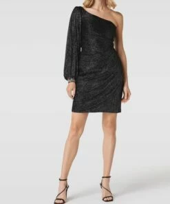 Luxuar Asymmetrisches Cocktailkleid Mit Schimmerndem Besatz - Schwarz