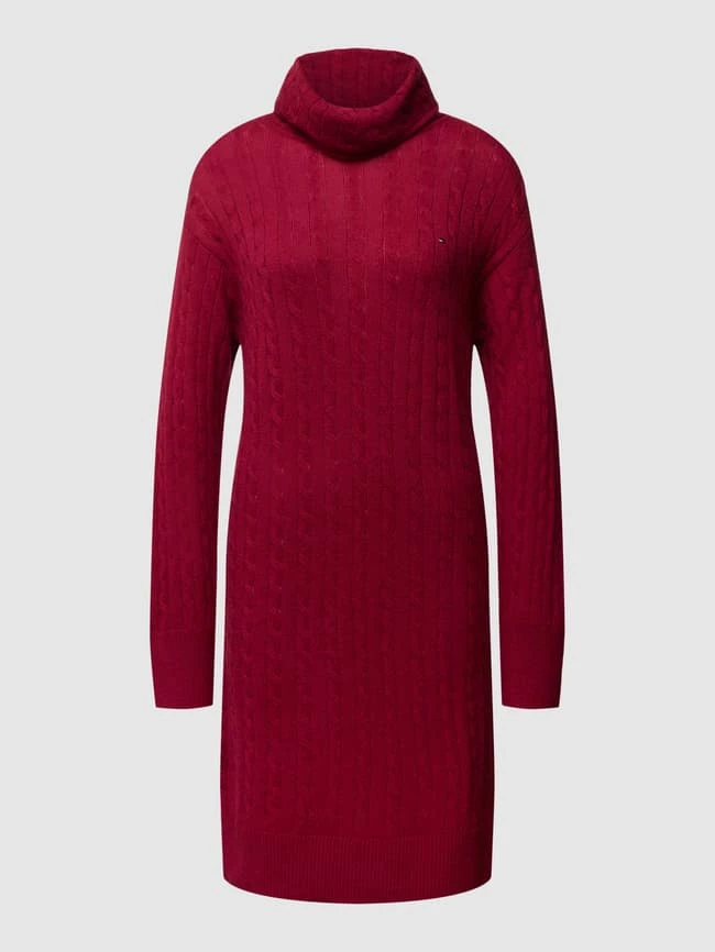 Tommy Hilfiger Strickkleid Mit Zopfmuster Modell 'CABLE' - Bordeaux Rot 2 Tommy Hilfiger Strickkleid Mit Zopfmuster Modell 'CABLE' - Bordeaux Rot – Bild 2