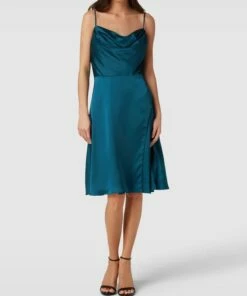 Luxuar Cocktailkleid Mit Wasserfall-Ausschnitt - Petrol