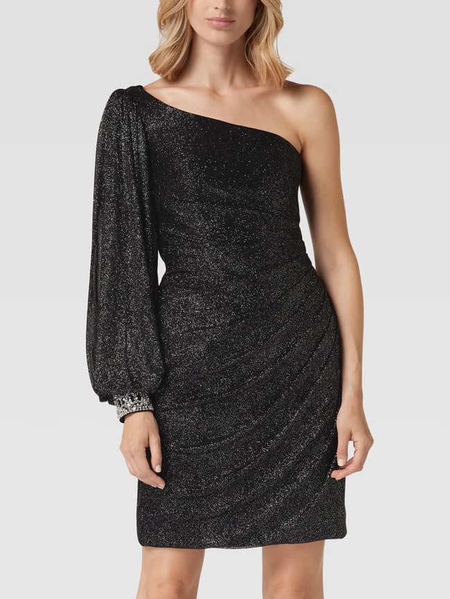 Luxuar Asymmetrisches Cocktailkleid Mit Schimmerndem Besatz - Schwarz 4 Luxuar Asymmetrisches Cocktailkleid Mit Schimmerndem Besatz - Schwarz – Bild 4