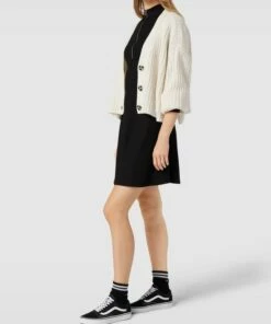 Calvin Klein Jeans Minikleid In Ripp-Optik Mit Stretch-Anteil - Schwarz