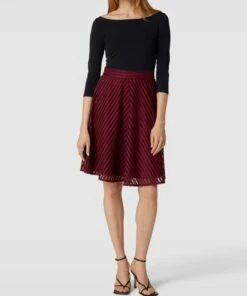 Swing Cocktailkleid In Two-Tone-Machart - Bordeaux Rot