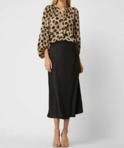 Neo Noir Midirock Aus Satin Modell 'Bovary' - Schwarz