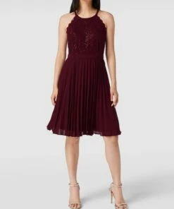 Jake*s Cocktail Cocktailkleid Mit Plisseefalten - Kirschrot Meliert